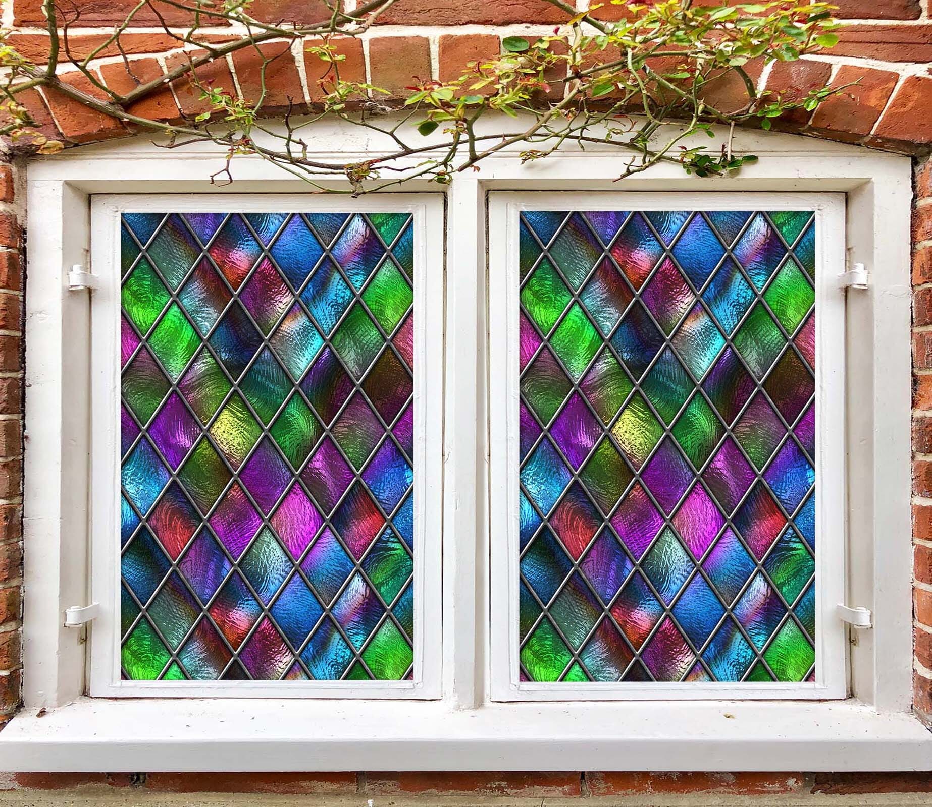 3D Colored Diamond 459 Window Film Print Sticker Cling Stained Glass UV Block Wallpaper AJ Wallpaper 2 