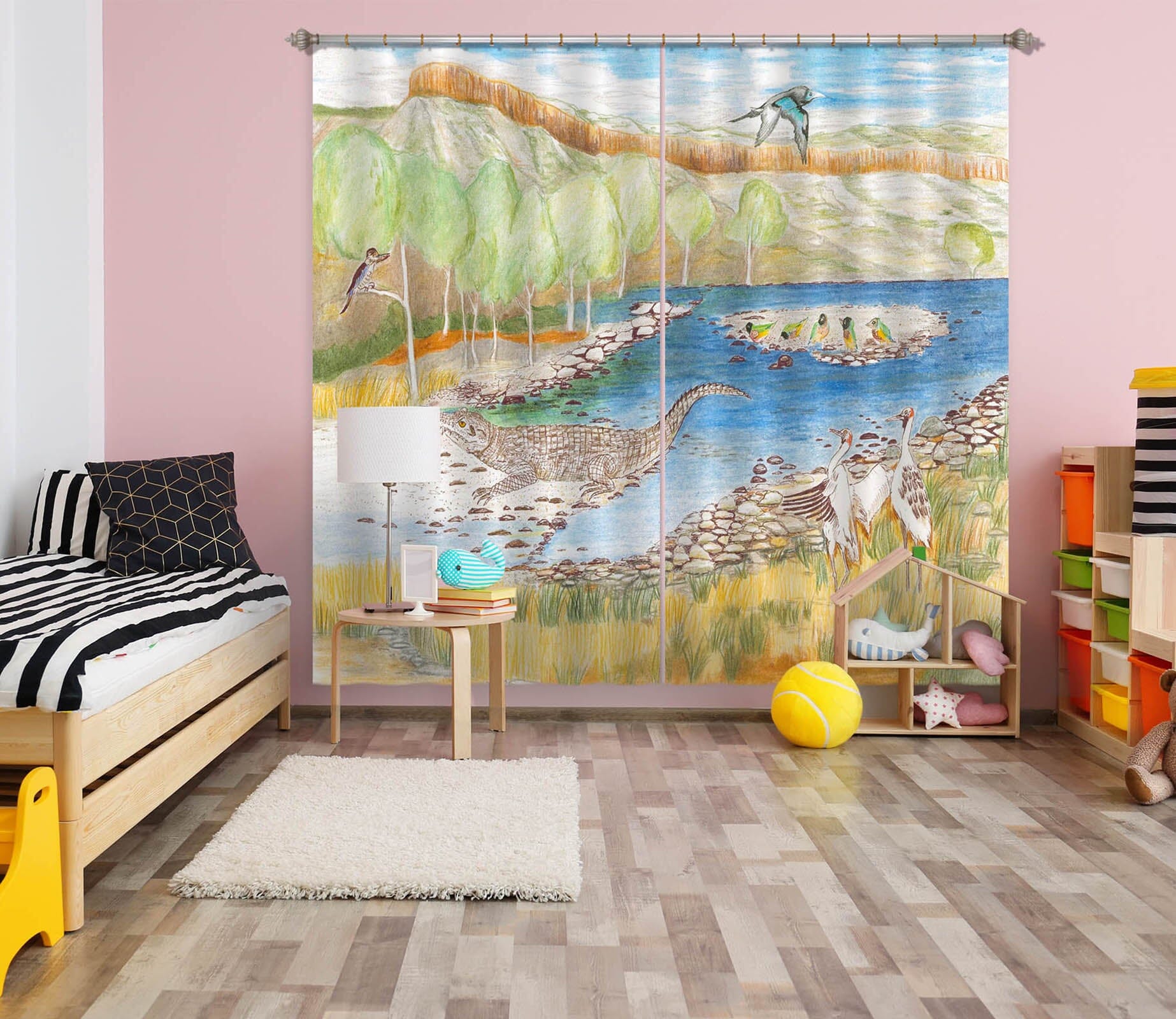 3D Blue Lake 056 Michael Sewell Curtain Curtains Drapes Curtains AJ Creativity Home 