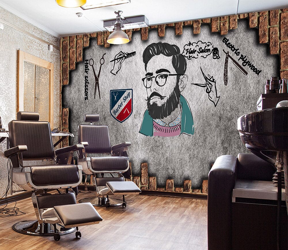3D Glasses Men 1437 Barber Shop Wall Murals Wallpaper AJ Wallpaper 2 