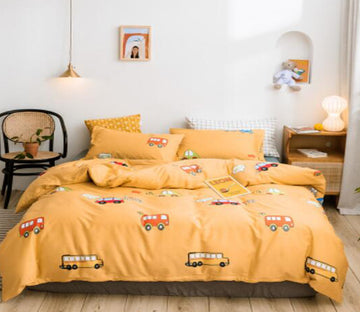 3D Little Yellow Car 17058 Bed Pillowcases Quilt