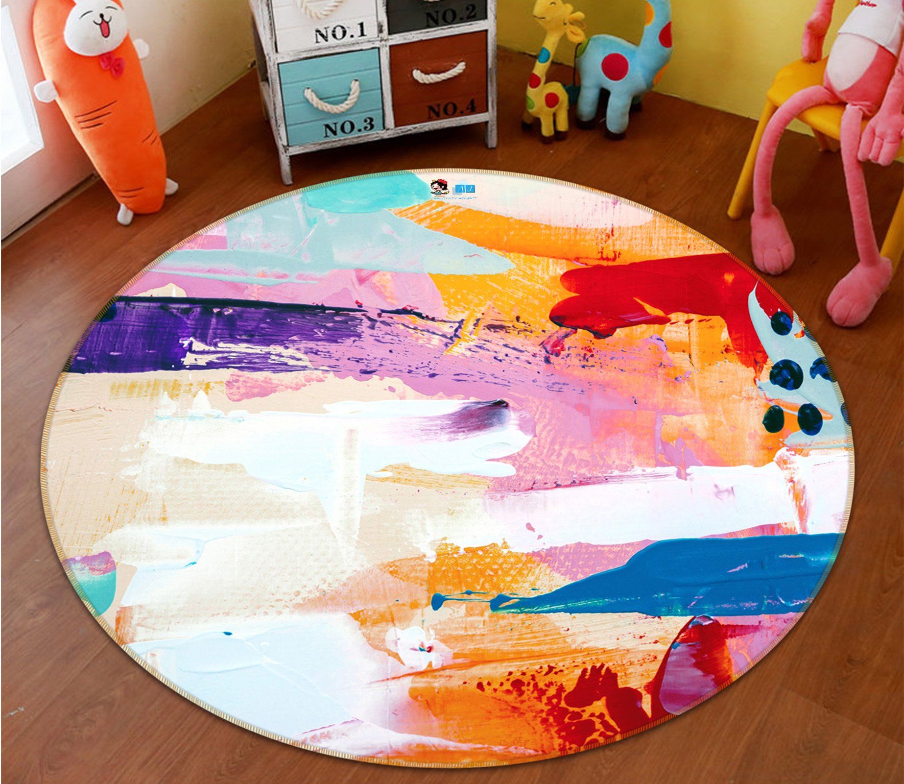 3D Color Pattern 3716 Round Non Slip Rug Mat Mat AJ Creativity Home 