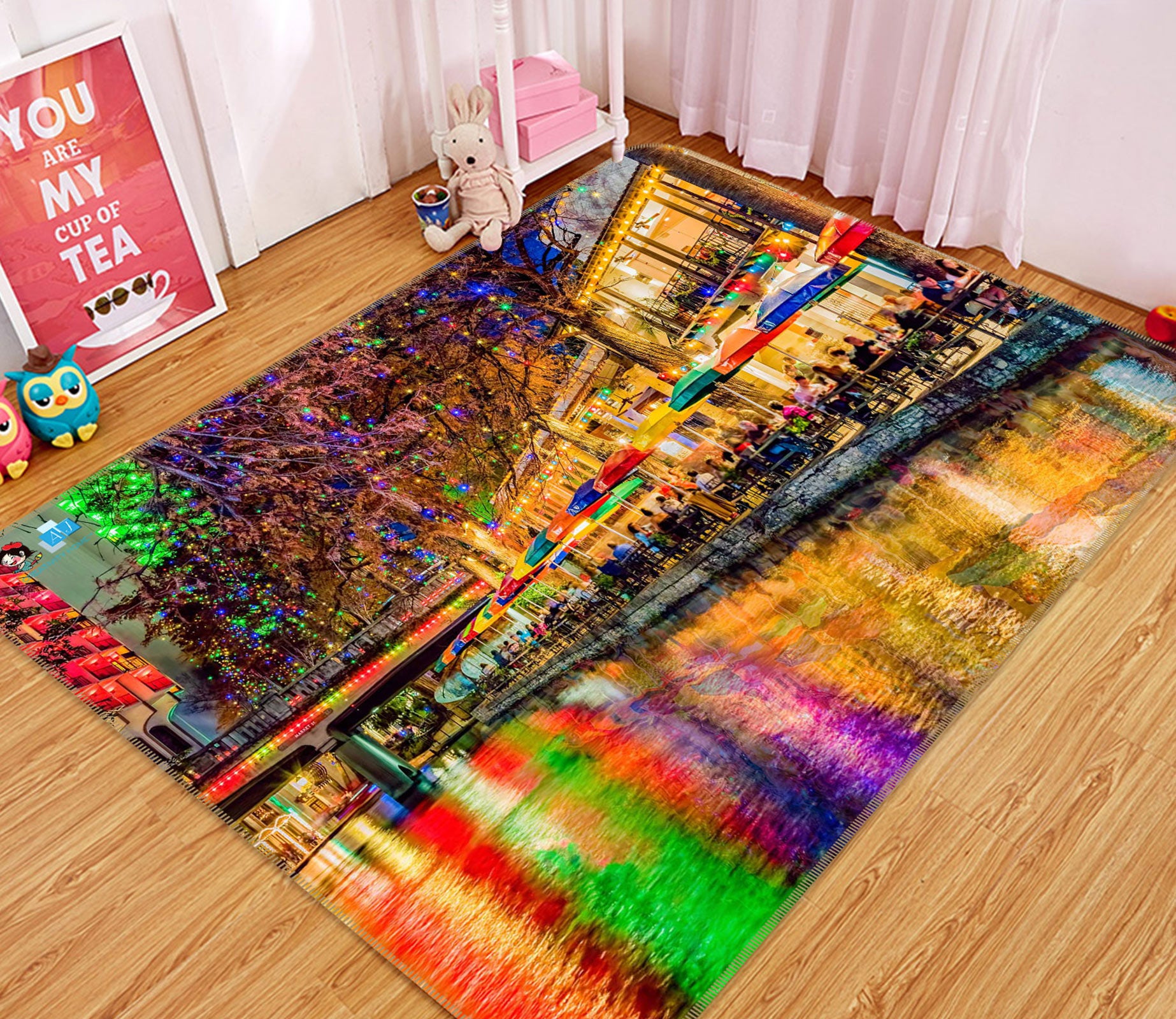 3D Night Town Lake 5142 Beth Sheridan Rug Non Slip Rug Mat