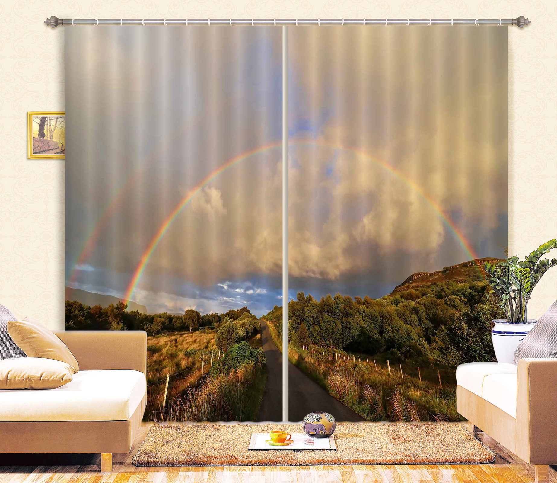 3D Scottish Rainbow 020 Jerry LoFaro Curtain Curtains Drapes