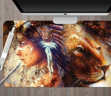 3D Lion Woman 17128 Desk Mat