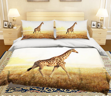 3D Giraffe Grassland 132 Bed Pillowcases Quilt