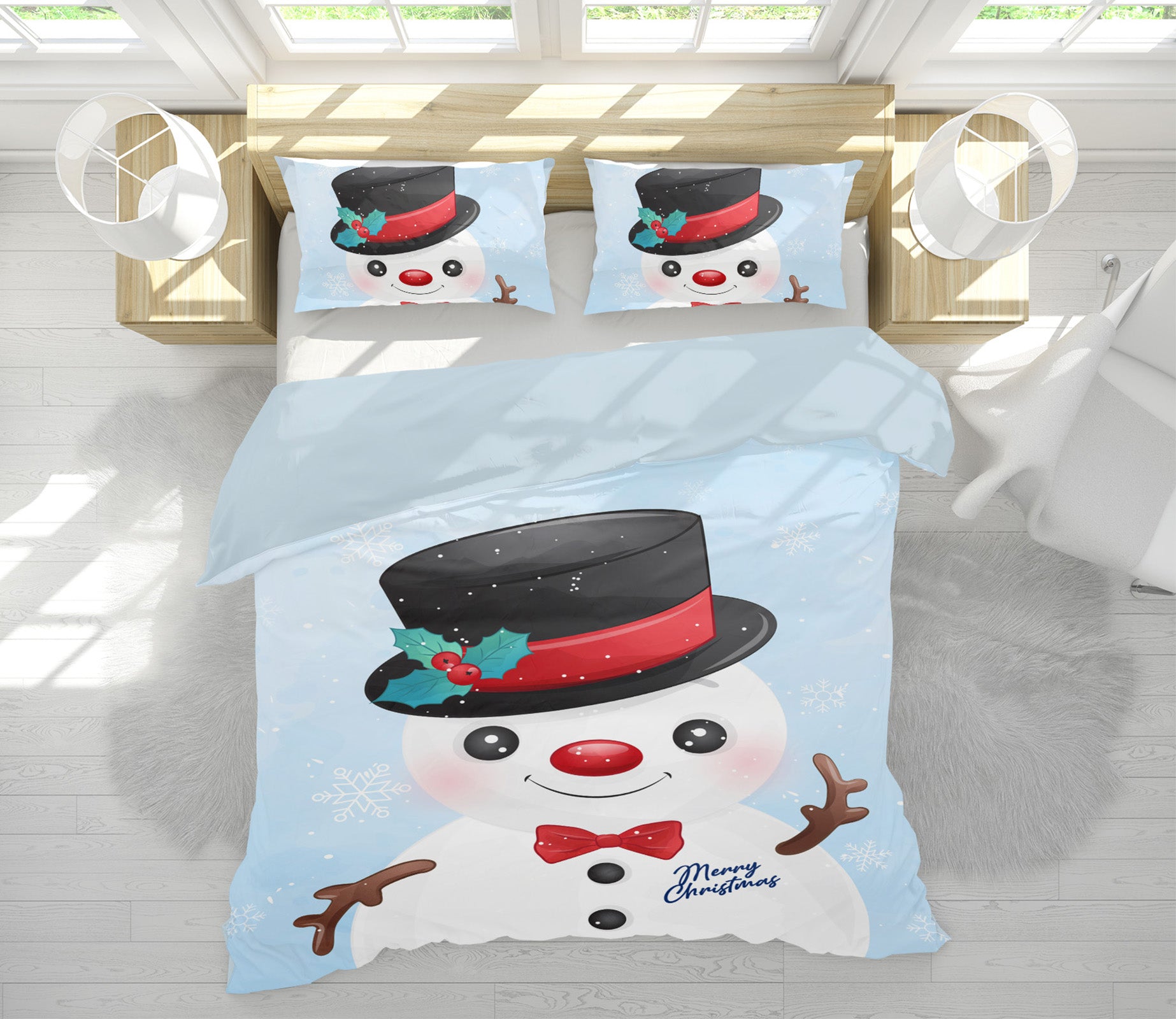 3D Snowman Hat 61116 Bed Pillowcases Quilt