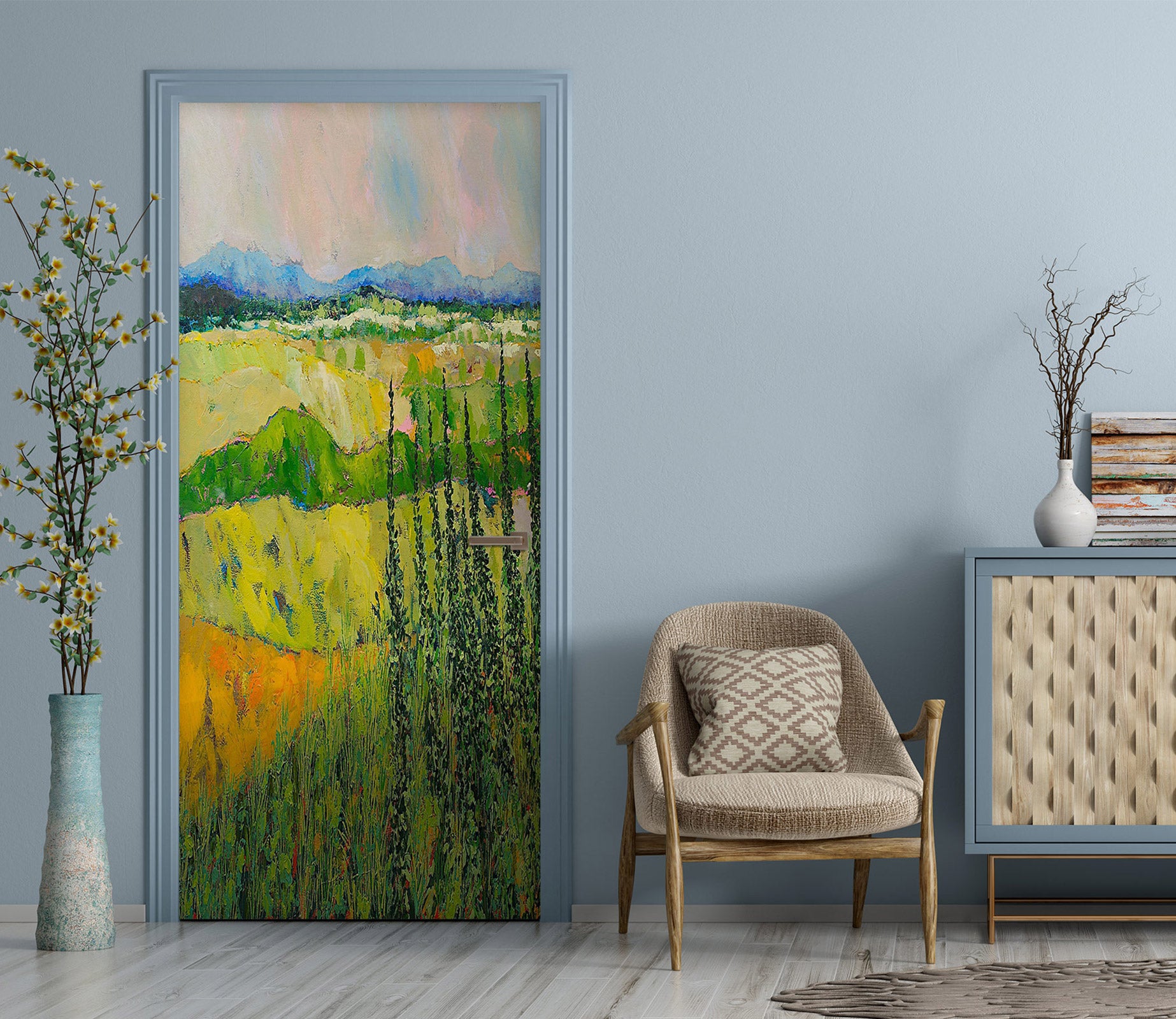 3D Grass Field Bush 9359 Allan P. Friedlander Door Mural