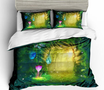 3D Green Light 6087 Bed Pillowcases Quilt