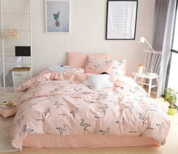 3D Flamingo Lines 20283 Bed Pillowcases Quilt