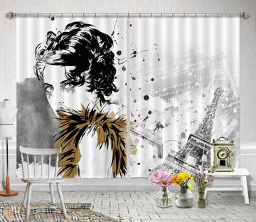 3D Sketch Girl 765 Curtains Drapes Wallpaper AJ Wallpaper 