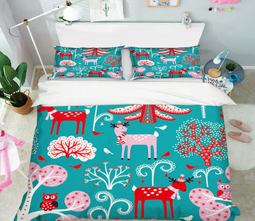 3D Deer Tree 45026 Christmas Quilt Duvet Cover Xmas Bed Pillowcases