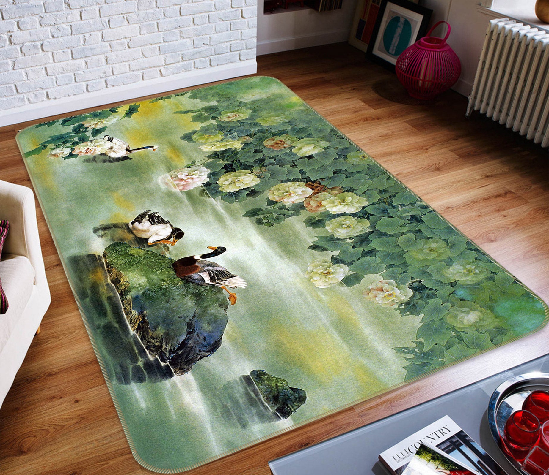 3D Pond Mandarin Duck 75178 Non Slip Rug Mat