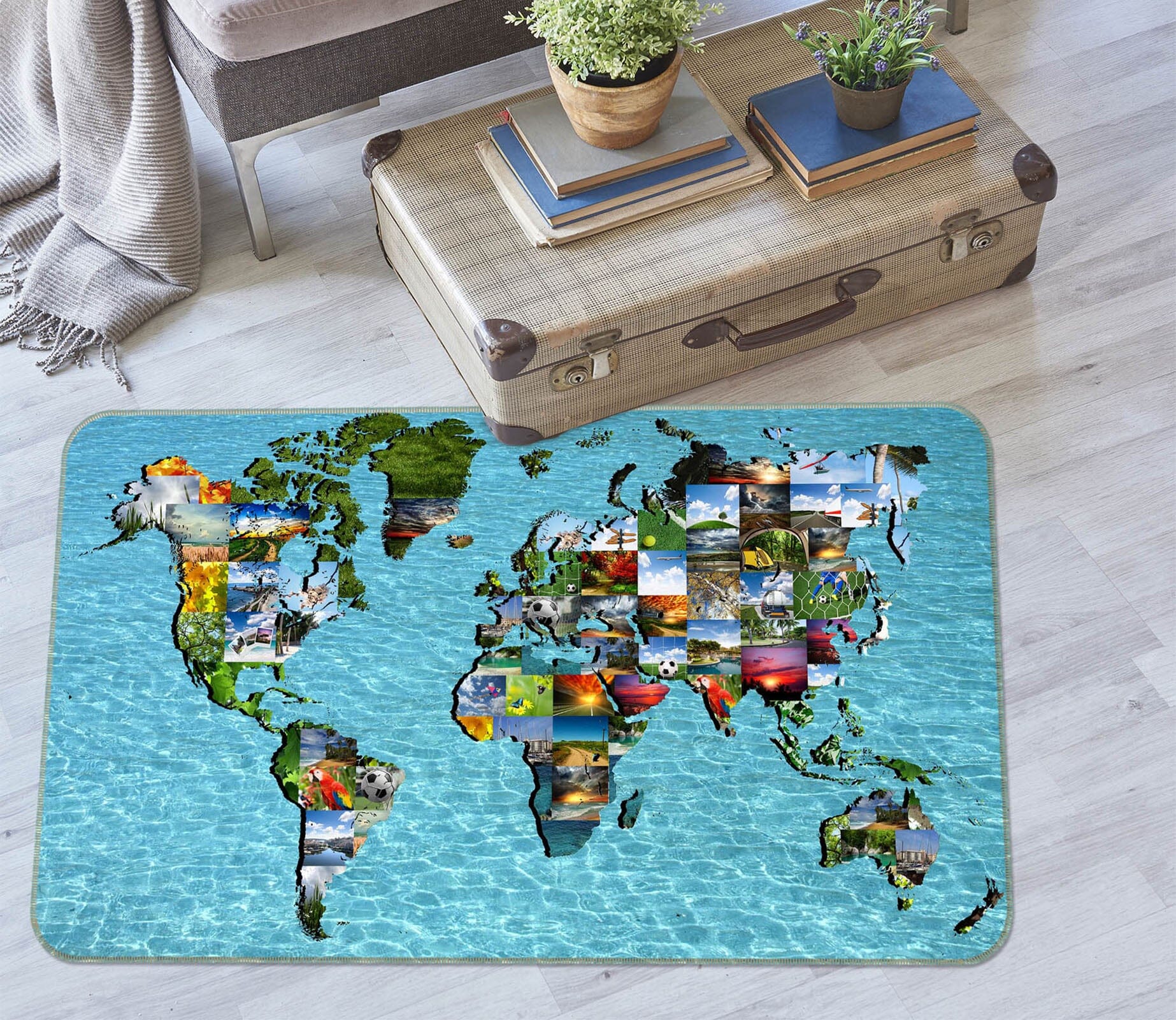 3D Abstract House 223 World Map Non Slip Rug Mat Mat AJ Creativity Home 