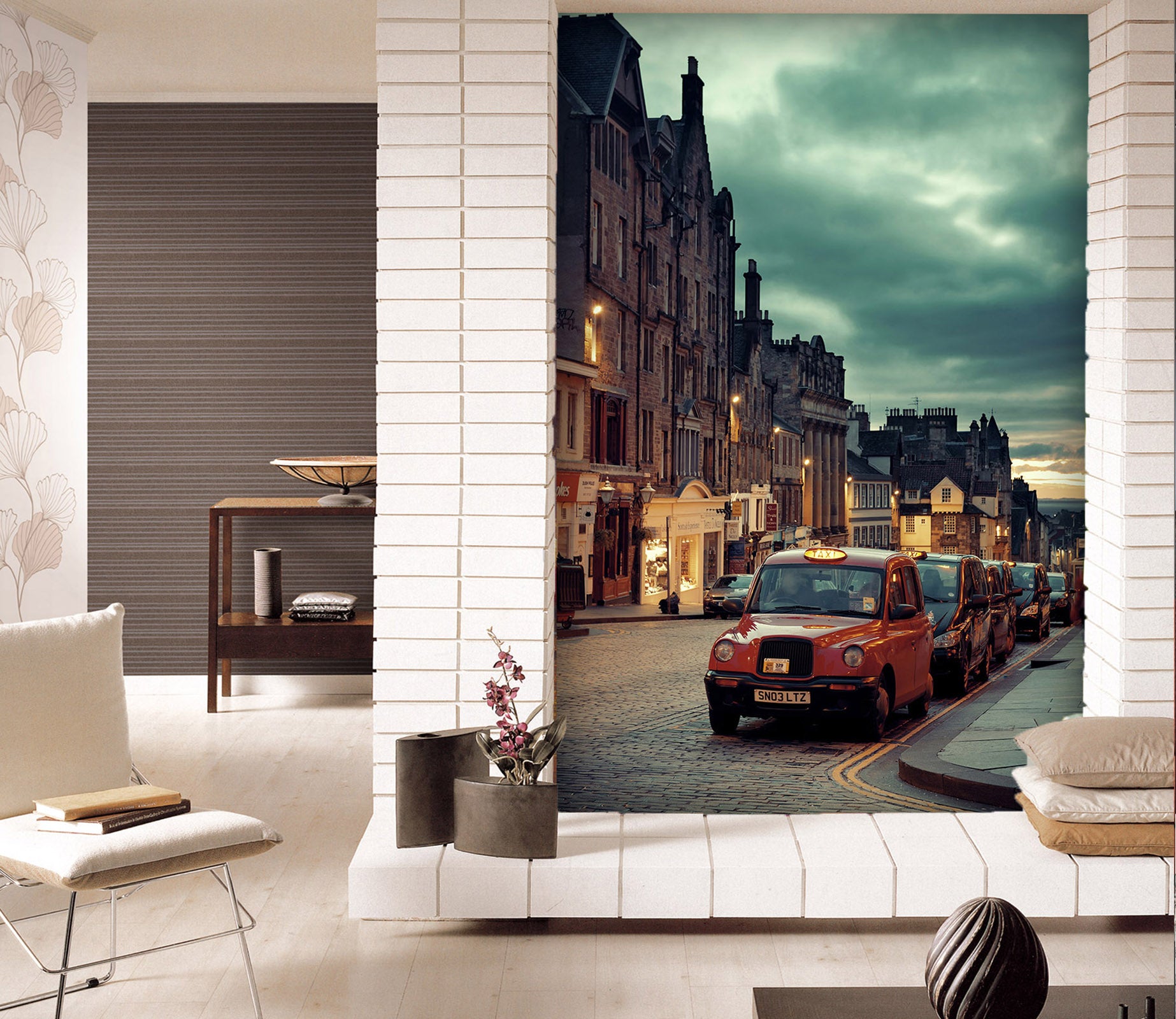 3D Taxi Cloud 445 Vehicle Wall Murals