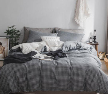3D Dark Gray Grid 14149 Bed Pillowcases Quilt