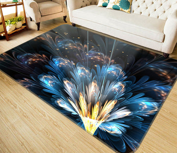 3D Blue Light Flowers 65091 Non Slip Rug Mat