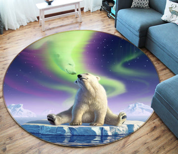 3D Polar Bear Aurora 83116 Jerry LoFaro Rug Round Non Slip Rug Mat