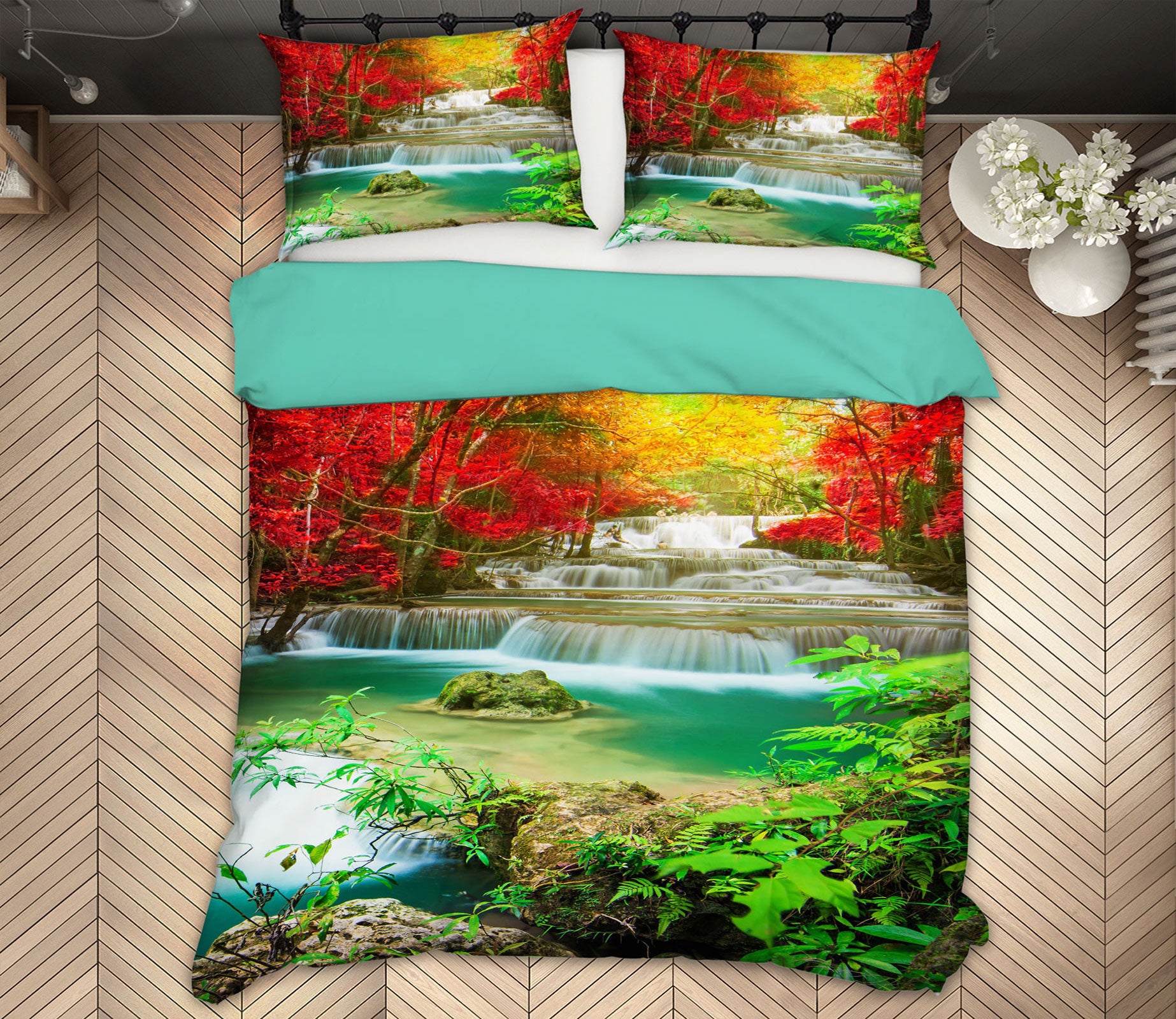 3D Forest Water 15104 Bed Pillowcases Quilt