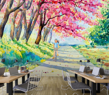 3D Petal Girl Bicycle 191 Wall Murals