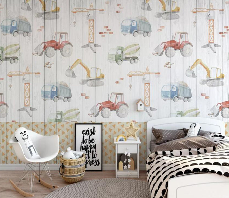 3D Cartoon Tractor WC2643 Wall Murals