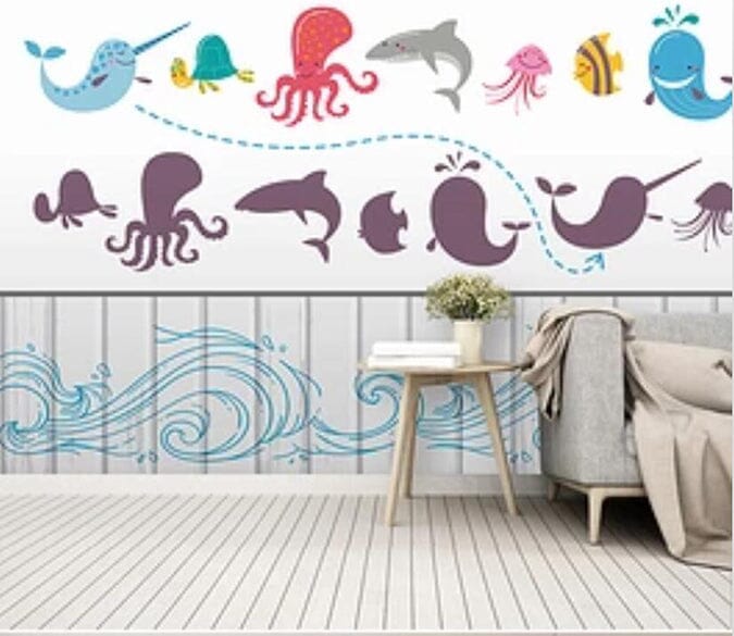3D Octopus Dolphin 1889 Wall Murals Wallpaper AJ Wallpaper 2 