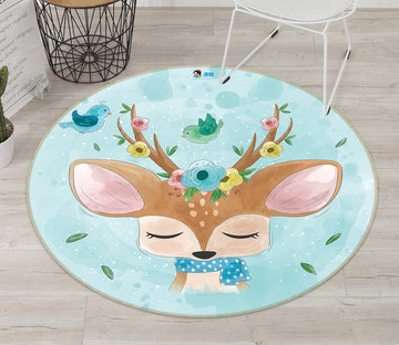 3D Deer 75027 Round Non Slip Rug Mat