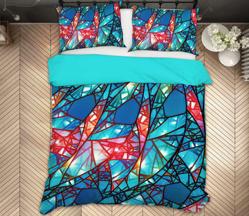 3D Blue Block 14010 Bed Pillowcases Quilt