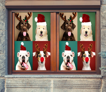 3D Christmas Dog 43065 Christmas Window Film Print Sticker Cling Stained Glass Xmas