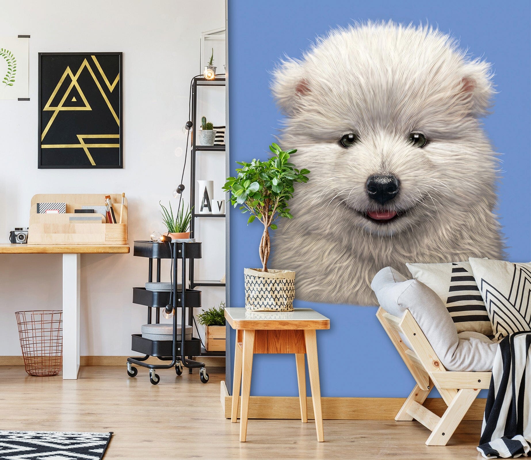 3D White Dog 1544 Wall Murals Exclusive Designer Vincent Wallpaper AJ Wallpaper 2 