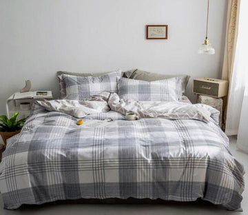3D Gray Grid Stripes 5109 Bed Pillowcases Quilt