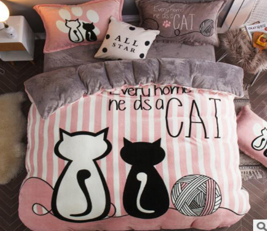 3D Cat Back View 18099 Bed Pillowcases Quilt