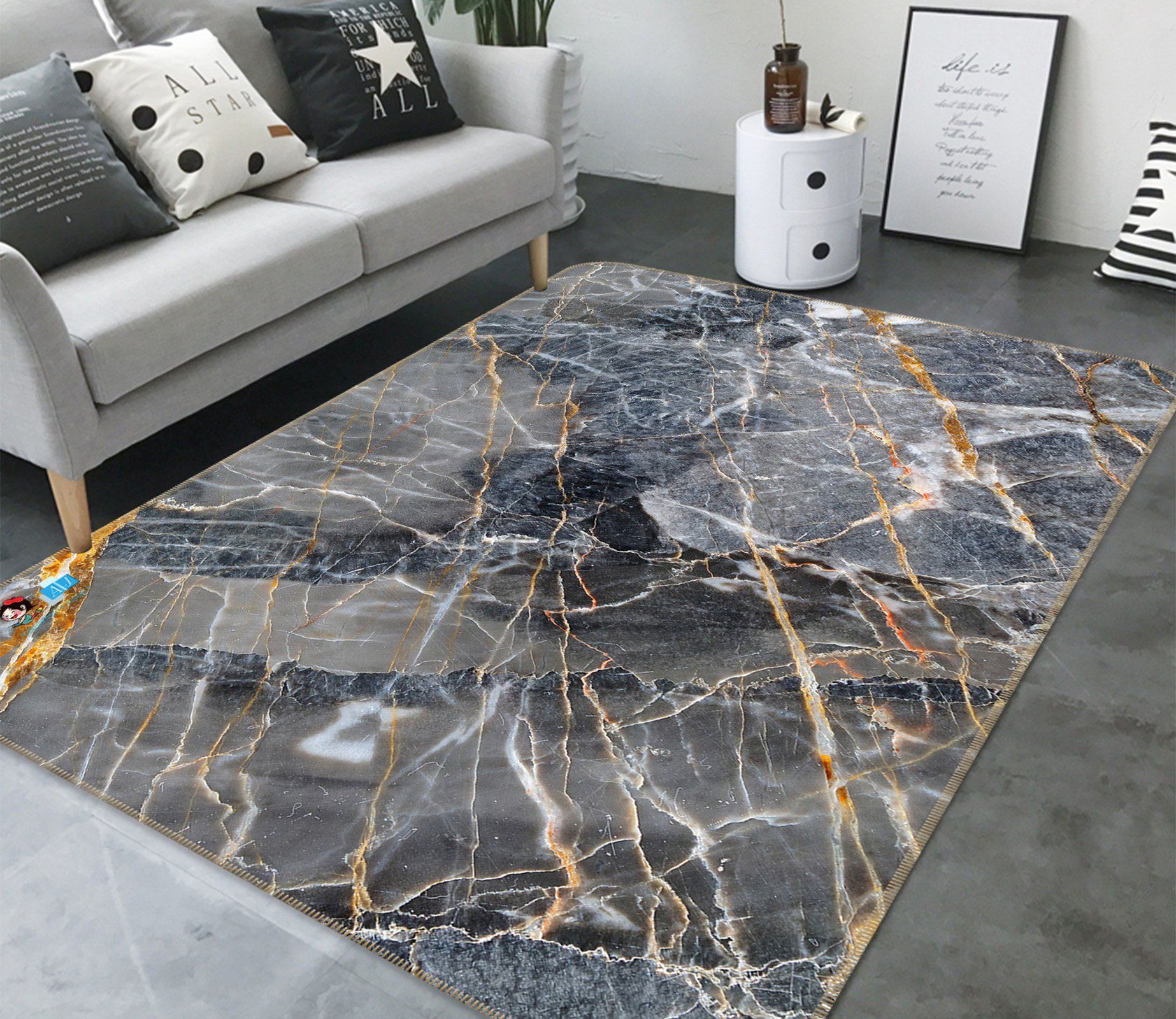 3D Black Slate Crack 19 Non Slip Rug Mat Mat AJ Creativity Home 