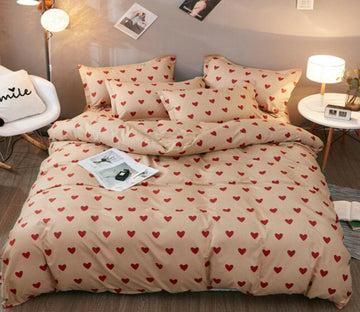 3D Red Love Pattern 12045 Bed Pillowcases Quilt