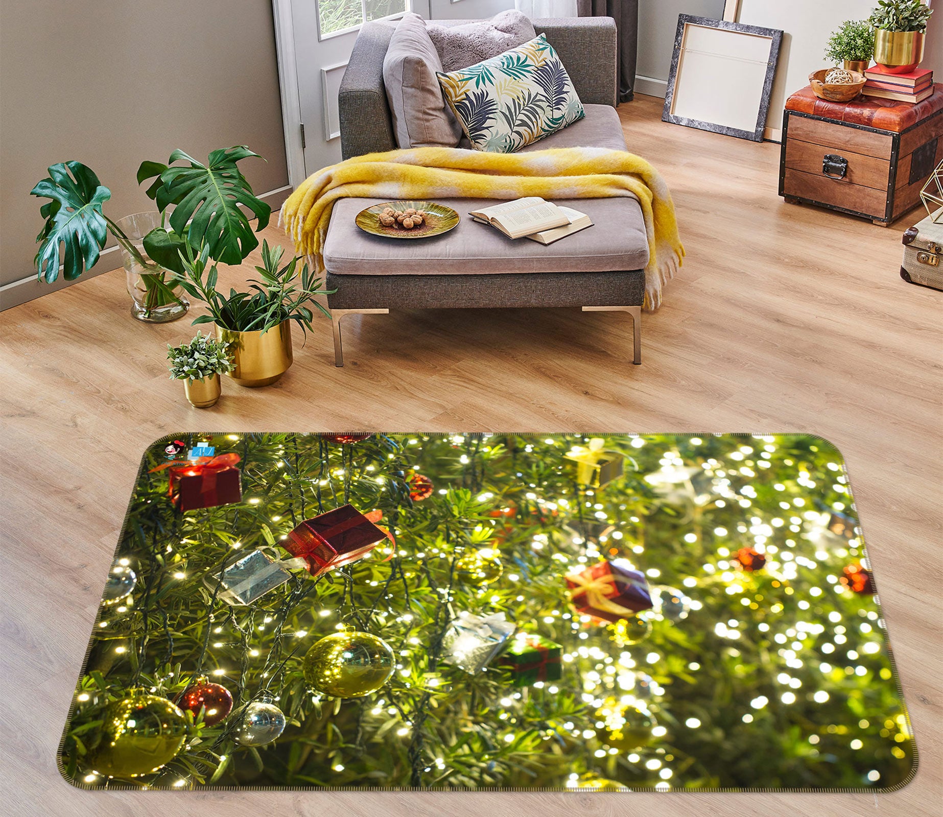 3D Tree Pendant 54250 Christmas Non Slip Rug Mat Xmas