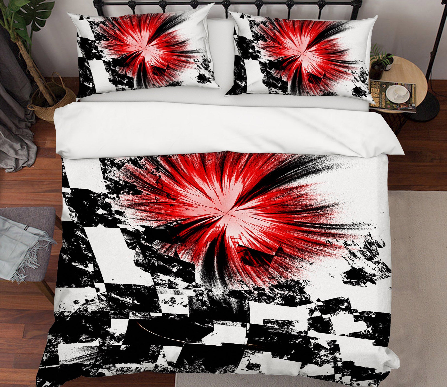 3D Black White Grid 12179 Bed Pillowcases Quilt