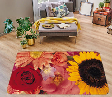 3D Flowers Sunflower 75260 Non Slip Rug Mat