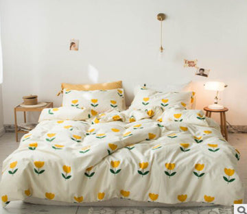 3D Little Yellow Flower 30161 Bed Pillowcases Quilt