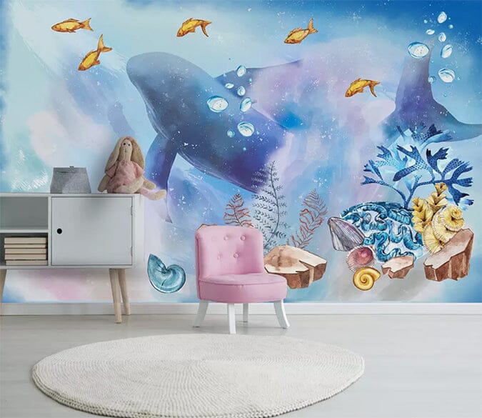 3D Blue Whale 2436 Wall Murals Wallpaper AJ Wallpaper 2 