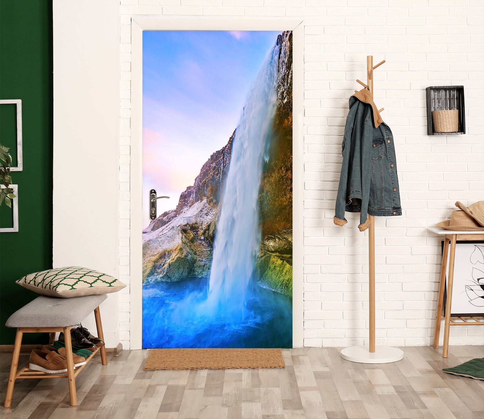 3D Rainbow Waterfall 24146 Door Mural