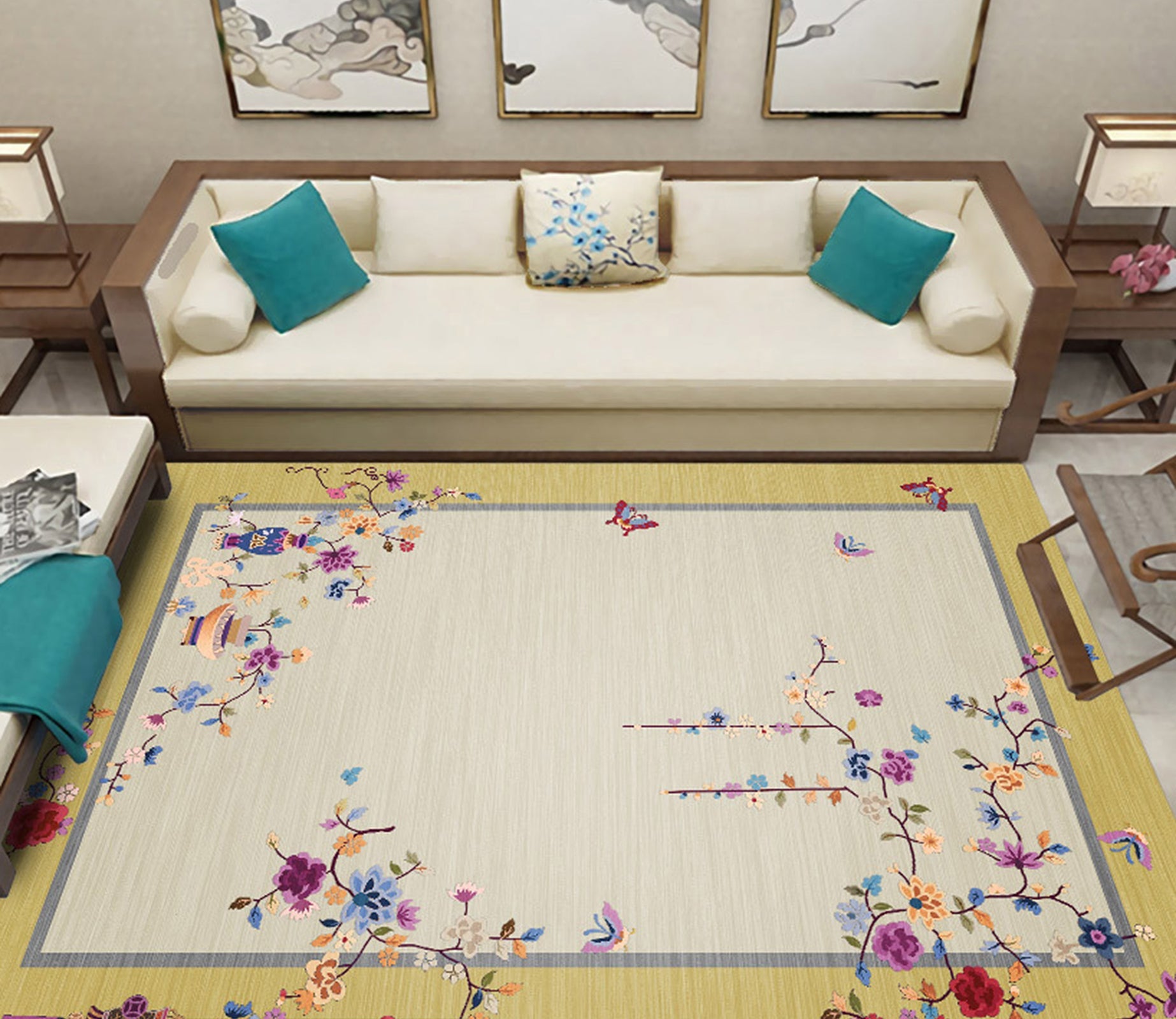 3D Flower Vase WG314 Non Slip Rug Mat Mat AJ Creativity Home 