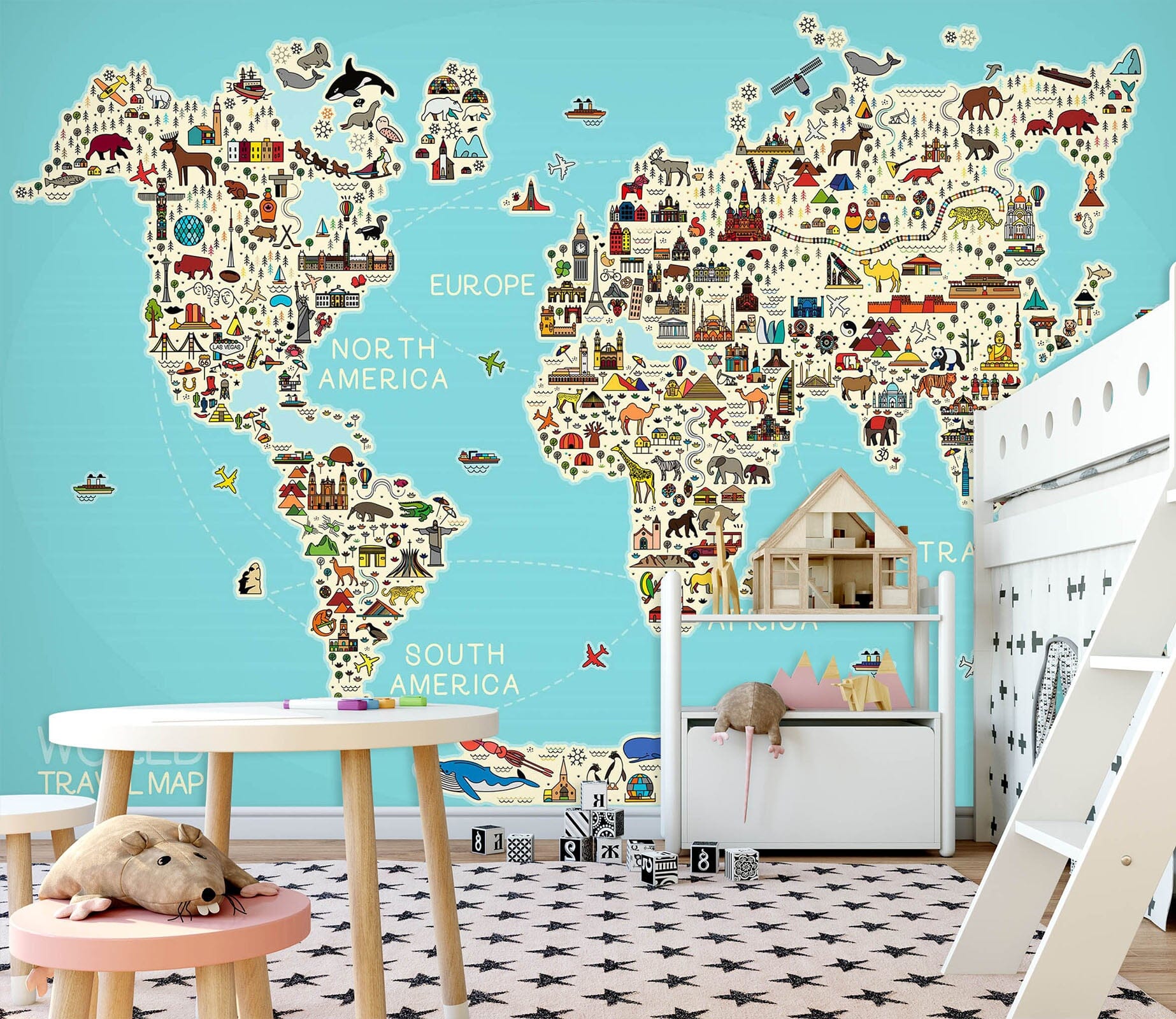 3D Animal Forest 2153 World Map Wall Murals Wallpaper AJ Wallpaper 2 