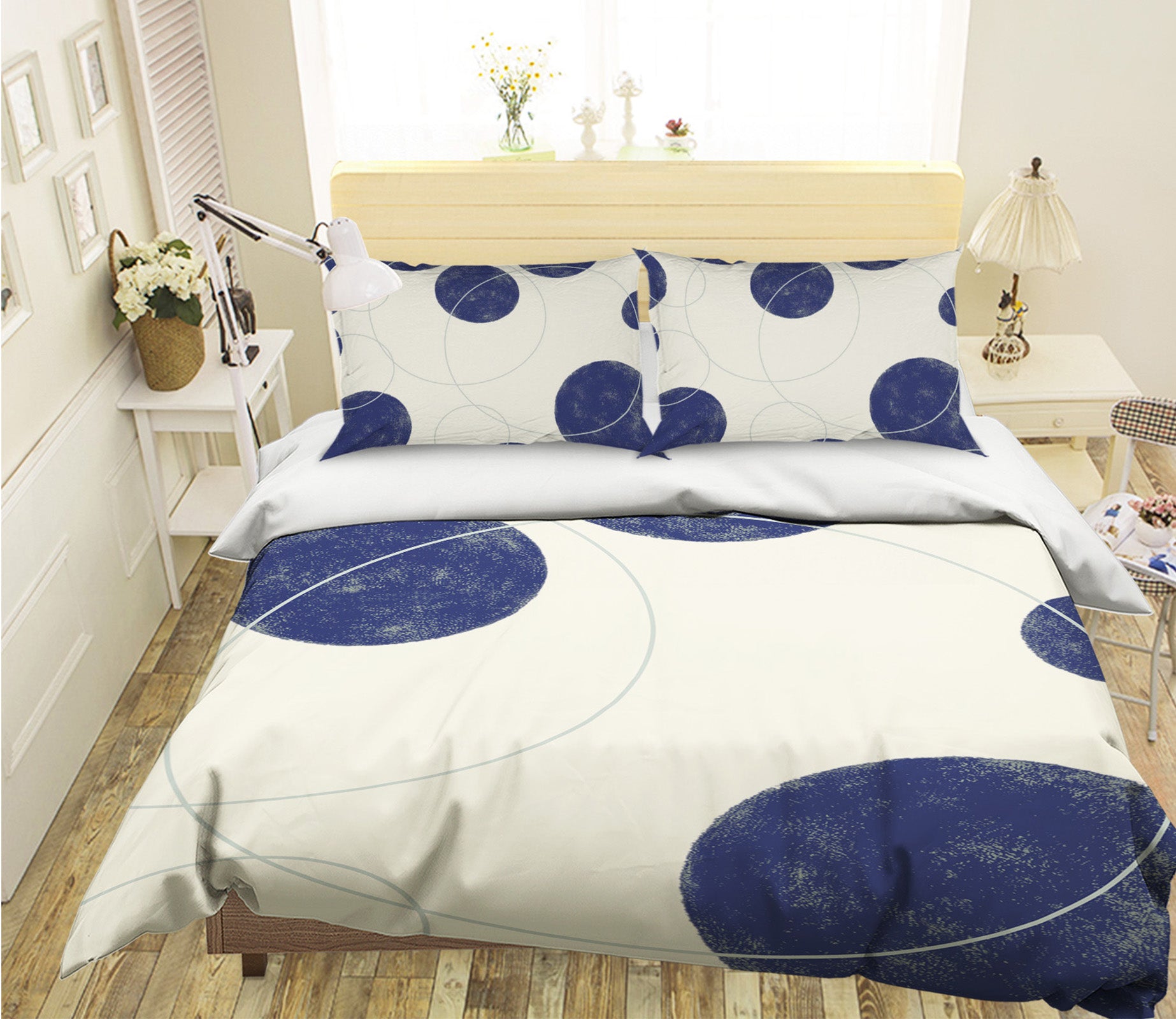 3D Blue Round Pattern 076 Bed Pillowcases Quilt