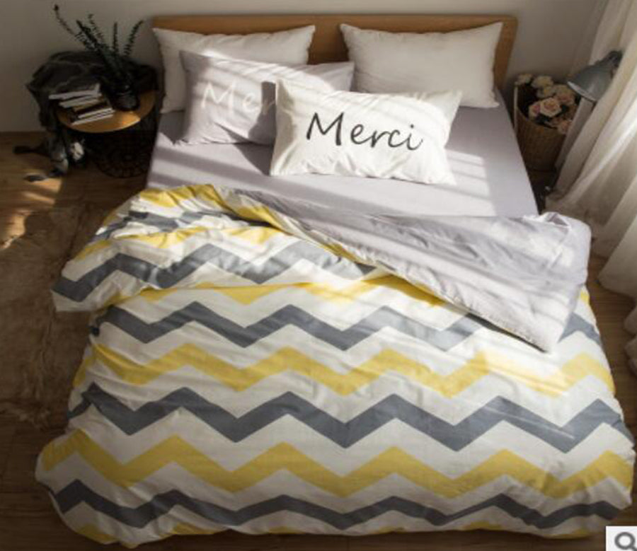 3D Yellow Gray Wave 17137 Bed Pillowcases Quilt