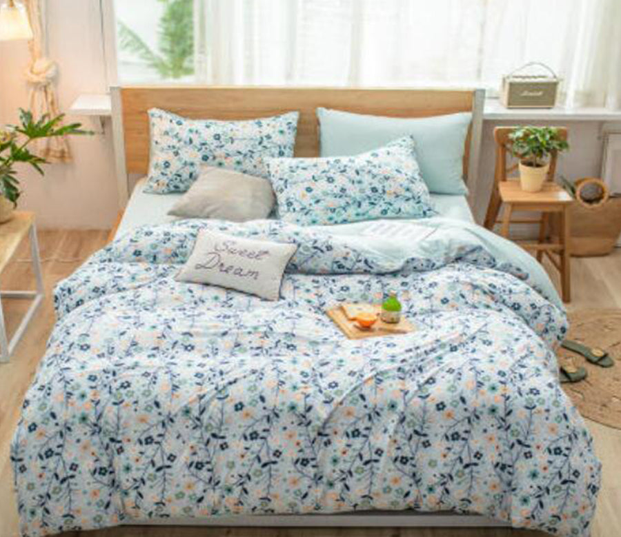 3D Blue-Green Floral 40267 Bed Pillowcases Quilt