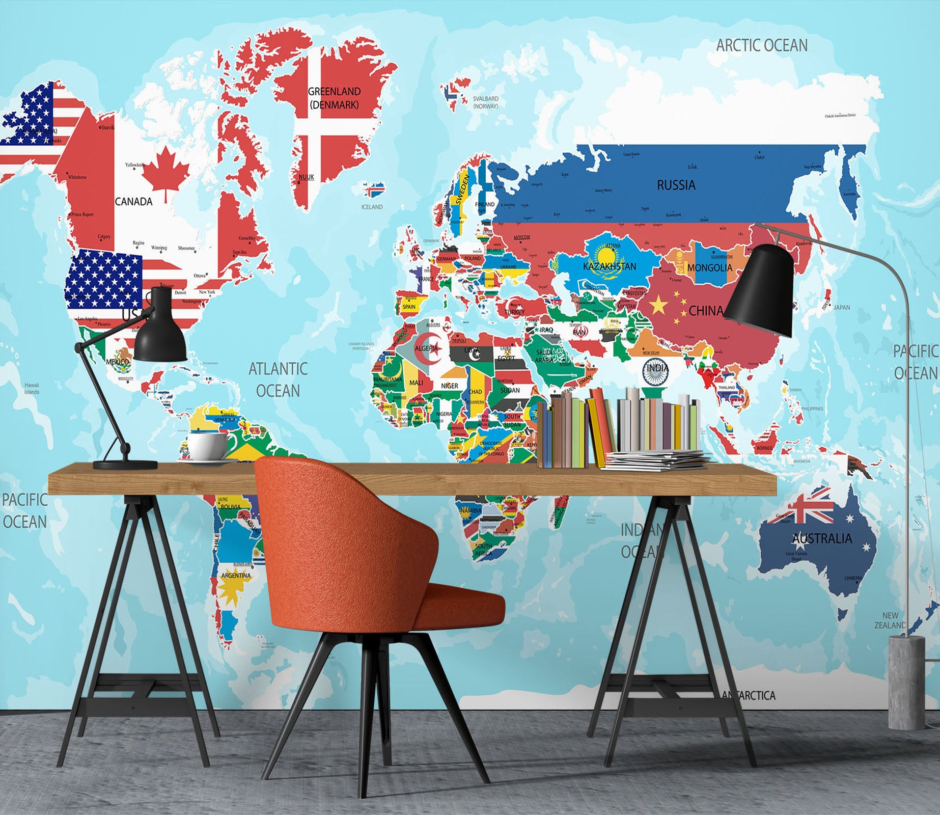 3D World Map 1104 Wall Murals