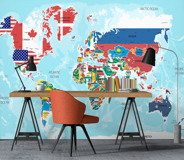 3D World Map 1104 Wall Murals