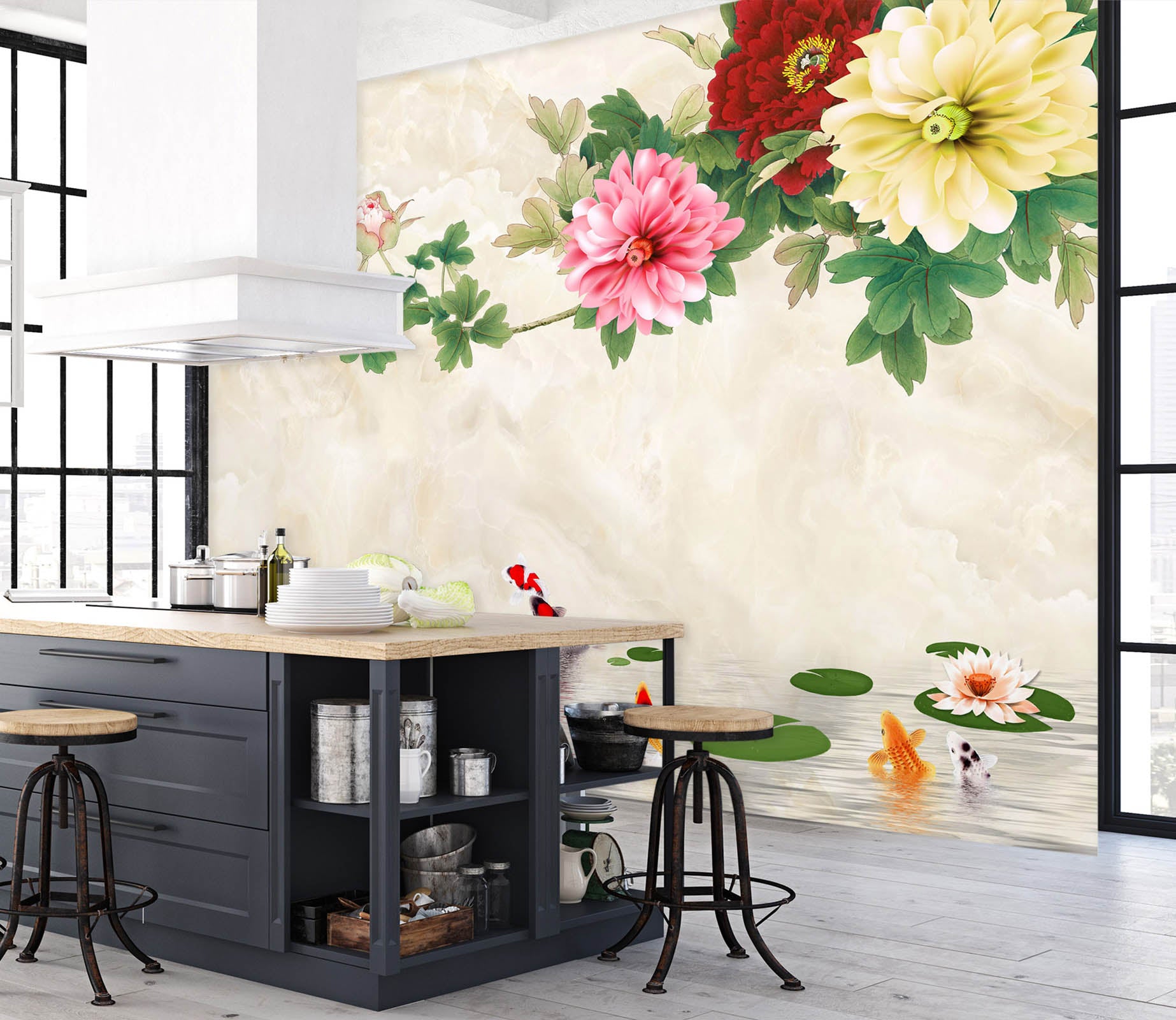 3D Color Chrysanthemum 1482 Wall Murals