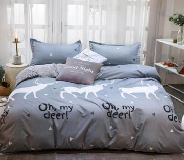 3D Gray Background Deer Shadow 5189 Bed Pillowcases Quilt