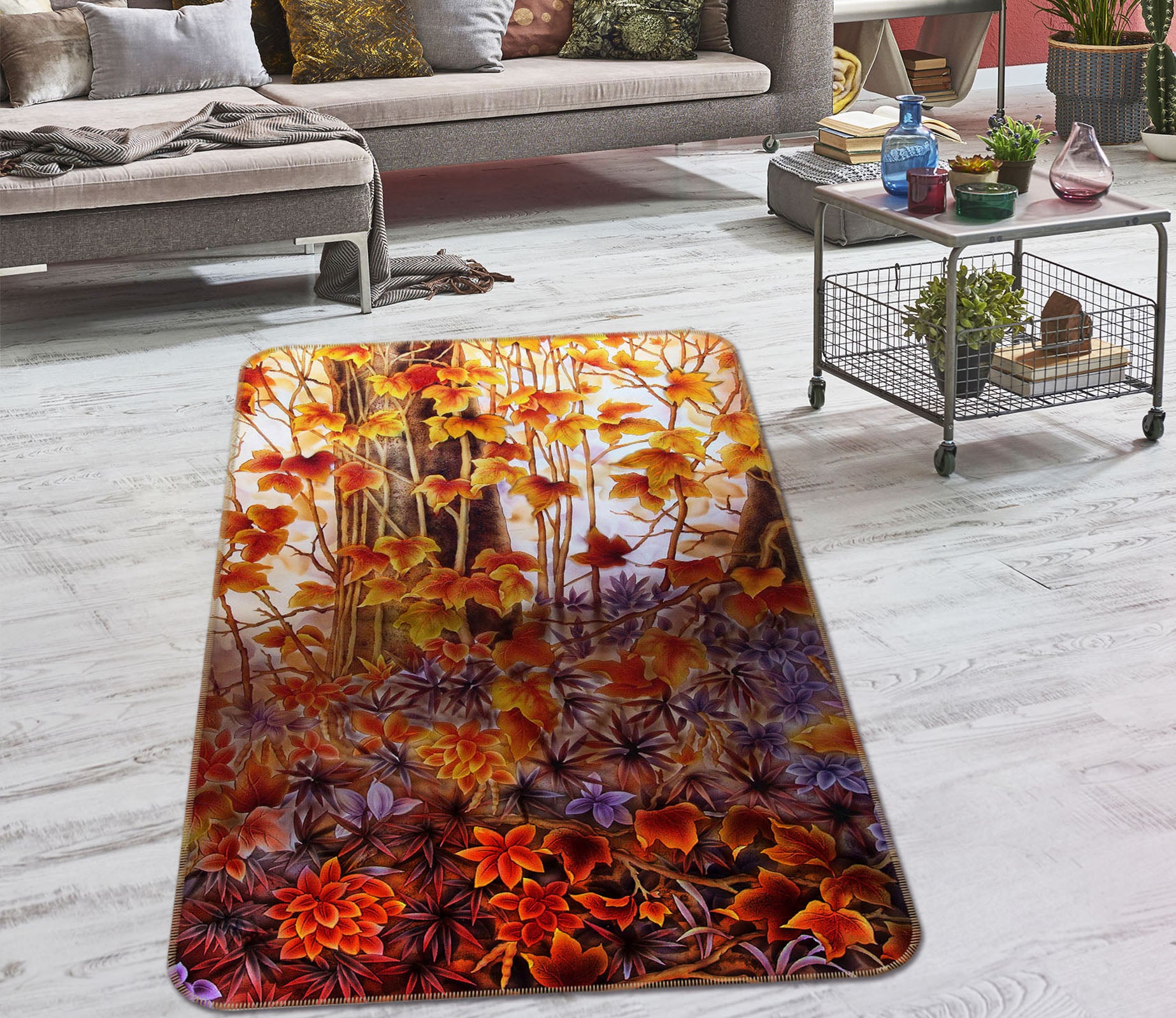 3D Tree Leaves 32218 Non Slip Rug Mat