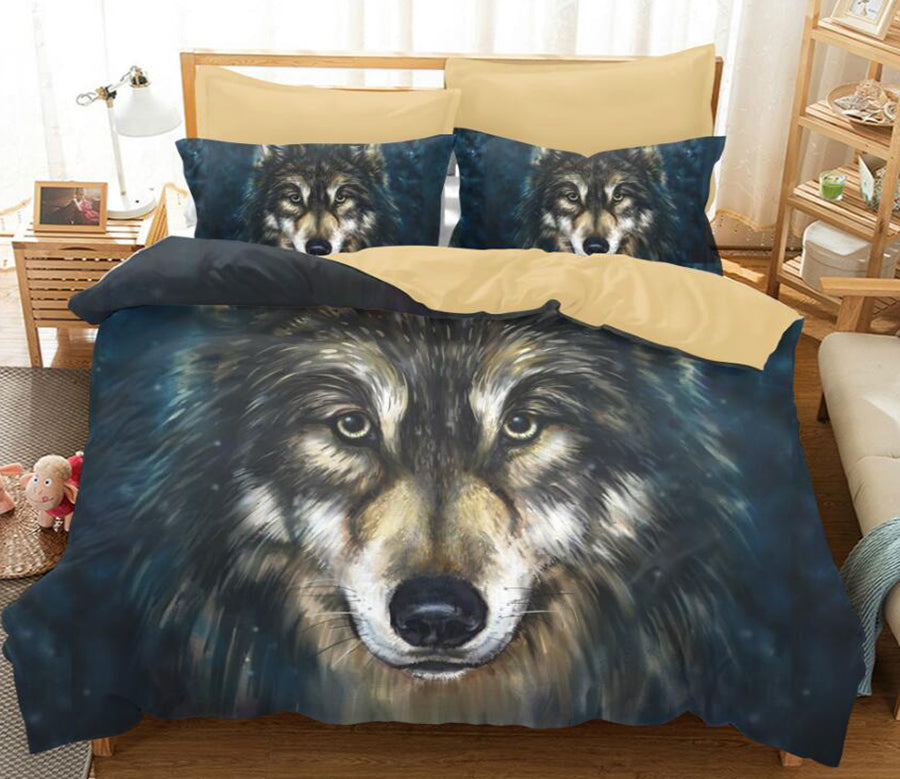 3D Wolf 6134 Bed Pillowcases Quilt